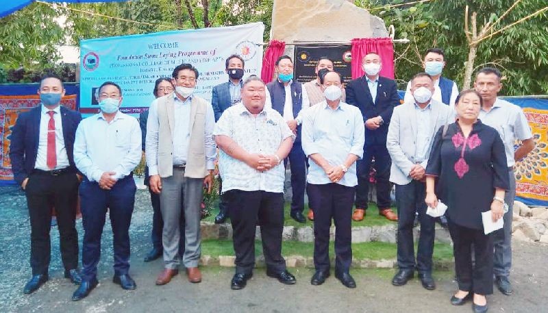 Neiphiu Rio and others during the foundation stone laying programme of Professional College of Music & Fine Arts at Tsiesema on September 7. (Morung Photo)
